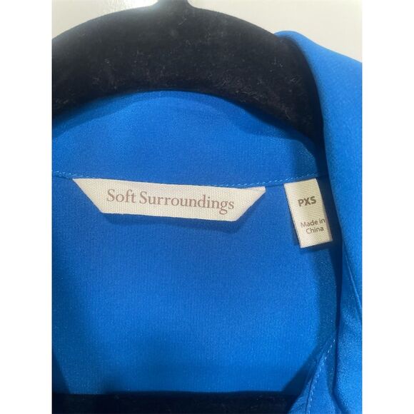 Soft Surroundings Women's XS Petite Blue 100% Silk Button-Up Shirt 3/4 Sleeve - Picture 5 of 14